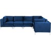 Beliani EVJA modulinė kampinė sofa 6 asmenims, tamsiai mėlyna veliūrinė, kairinė