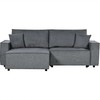 Beliani Išskleidžiama kampinė sofa KARILA 3 vietų, tamsiai pilka, su patalynės dėže, dešininė