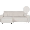 Beliani Išskleidžiama kampinė sofa ABACKA, 3 vietų, velvetinė, kreminė balta, dešininė