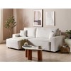 Beliani Išskleidžiama kampinė sofa ABACKA, 3 vietų, velvetinė, kreminė balta, dešininė