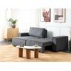 Beliani Išskleidžiama kampinė sofa KARILA 3 vietų, tamsiai pilka, su patalynės dėže, dešininė