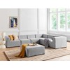Lauko baldų komplektas Beliani Sodo kampinė sofa su pufu 7 asmenims AREZZO kairinė šviesiai pilka modulinė