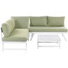 Lauko baldų komplektas Beliani Kampinė sodo sofa su staliuku 5 asmenims COCCORINO žalia metalinė