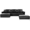 Beliani 5 vietų kampinė sofa OSLO, natūrali oda, juoda su otomanu, dešininė