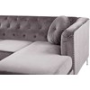 Beliani Trivietė kampinė sofa FLEN, veliūrinė, pilka, L-formos