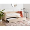 Beliani Ištraukiama lova GASSIN 90 x 200 cm, šviesiai smėlio spalvos boucle audinys