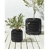 Beliani Rinkinys 2 doniczek BRODIEA Technorattan 26/45 cm Juodas