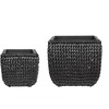 Beliani Rinkinys 2 doniczek BERBERIS Technorattan 34/45 cm Juodas