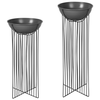 Beliani 2 vazonų su kojelėmis rinkinys FICARIA Metal 22 cm Juodas
