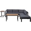 Lauko baldų komplektas Beliani Sodo kampinė sofa su staliuku 5 asmenims MESSINA kairinė juoda metalinė