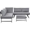 Lauko baldų komplektas Beliani Sodo kampinė sofa su staliuku 5 asmenims COCCORINO pilka, metalinė