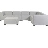 Lauko baldų komplektas Beliani Sodo kampinė sofa su pufu 7 asmenims AREZZO kairinė šviesiai pilka modulinė
