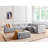 Lauko baldų komplektas Beliani Sodo kampinė sofa su pufu 7 asmenims AREZZO kairinė šviesiai pilka modulinė