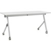 Beliani Sulankstomas darbo stalas BENDI baltas 160 x 60 cm su ratukais