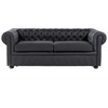 Beliani Trivietė sofa CHESTERFIELD Natūrali oda Juoda
