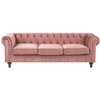 Beliani 3 vietų sofa CHESTERFIELD veliūrinė rožinė