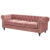 Beliani 3 vietų sofa CHESTERFIELD veliūrinė rožinė