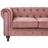 Beliani 3 vietų sofa CHESTERFIELD veliūrinė rožinė