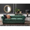 Beliani CHESTERFIELD trijų vietų veliūrinė sofa, smaragdo žalios spalvos