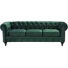 Beliani CHESTERFIELD trijų vietų veliūrinė sofa, smaragdo žalios spalvos