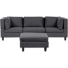 Beliani Modulinė 3 vietų sofa UNSTAD, tamsiai pilka su pufu
