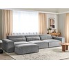 Beliani MODULINĖ 3 vietų sofa HELLNAR pilka su pufas