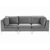 Beliani Trijų vietų modulinė sofa EVJA pilkas veliūras