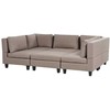Beliani U formos modulinė sofa 5 asmenims UNSTAD ruda su pufu