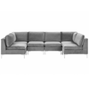 Beliani Modulinė U formos sofa 6 asmenims EVJA pilko veliūro