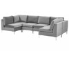 Beliani Modulinė U formos sofa 6 asmenims EVJA pilko veliūro