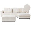 Beliani 5 vietų kampinė sofa OSLO Boucle balta su pufu, kairinė