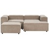 Beliani Modulinė 3 vietų kairinė sofa ARDAL šviesiai ruda su otomanu iš velveto