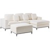 Beliani 5 vietų kampinė sofa OSLO Boucle balta su pufu, kairinė