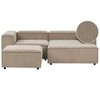 Beliani Modulinė 3 vietų kairinė sofa ARDAL šviesiai ruda su otomanu iš velveto