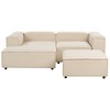 Beliani ARDAL modulinė kampinė sofa 2 asmenims su pufu, smėlio spalvos, dešinė pusė