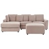 Beliani 4 vietų kampinė sofa KOHLO smėlio ir pilkos spalvos su pufas dešininė