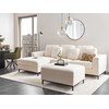 Beliani 5 vietų kampinė sofa OSLO, balta, bouclé audinys, su atrama kojoms, dešininė