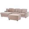 Beliani 4 vietų kampinė sofa KOHLO smėlio ir pilkos spalvos su pufas dešininė