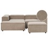 Beliani Trijų vietų modulinė kampinė sofa ARDAL dešininė, šviesiai ruda, velvetas su otomanu
