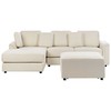 Beliani 4 vietų kampinė sofa KOHLO šviesiai smėlio spalvos su pufu dešininė