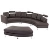 Beliani Pusapvalė 7 vietų sofa ROTUNDE Natūrali oda Ruda