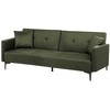 Beliani Trivietė išskleidžiama sofa LUCAN tamsiai žalia