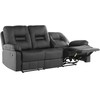 Beliani Trivietė sofa su mechanine atsipalaidavimo funkcija BERGEN odos pakaitalas juoda