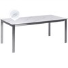 Beliani Sodo stalas COSOLETO 180 cm 90 cm Marmuro efektas Stiklas Baltas