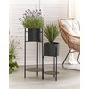 Beliani Stojak na kwiaty ULMUS Metal 58 cm Juodas