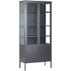 Beliani Vitrina su stikline spintele OXTED, 80 cm, metalinė, juoda