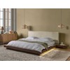 Beliani ZEN 180 x 200 cm LED dvigulė lova, rudas uosio atspalvis