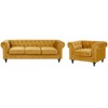 Sofa Beliani 4 vietų poilsio komplektas CHESTERFIELD, veliūras, auksinis