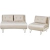 Sofa Beliani 3 vietų poilsio komplektas VESTFOLD, veliūrinis, smėlio spalvos