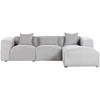 Beliani Trivietė sofa kampinė DOLVA, velvetinis audinys, šviesiai pilka, kairinė